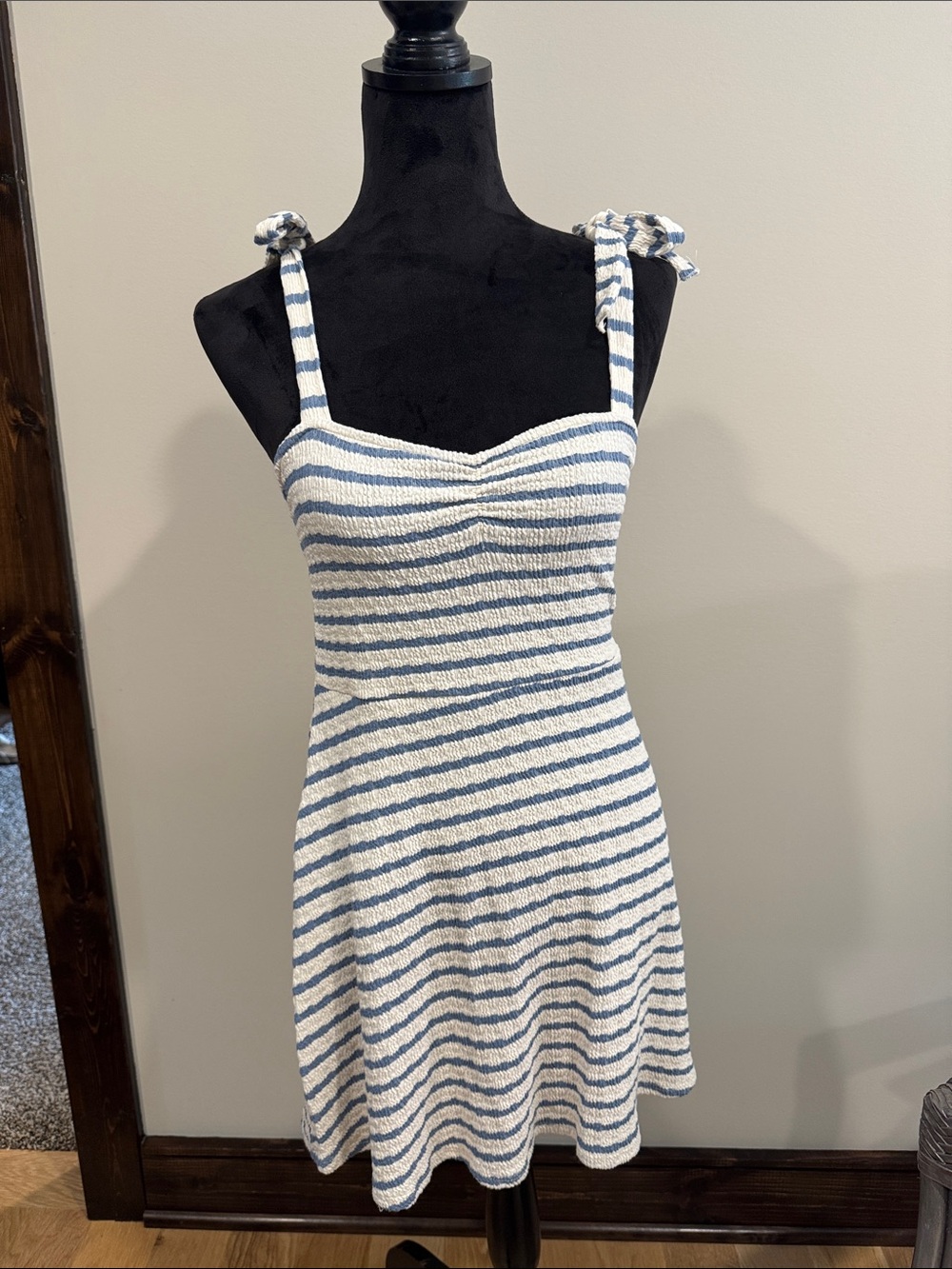 Striped Blue and White Tie-Shoulder Sundress
